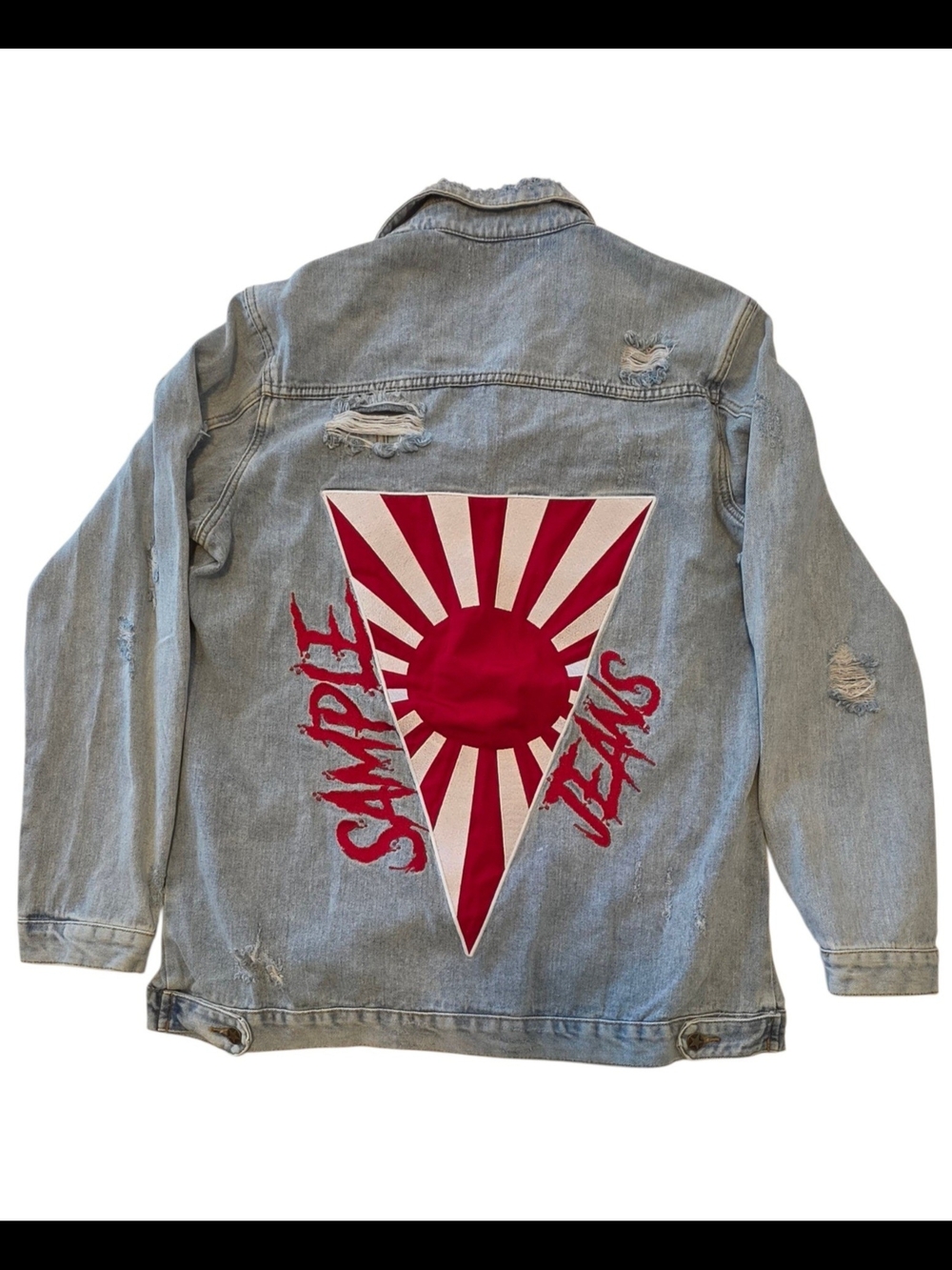 SMPL Sample Industries Mens Light Distressed Denim Jacket Japanese Graphics XXL